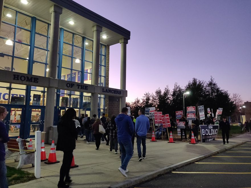 Voters at a polling location in Londonderry, New Hampshire